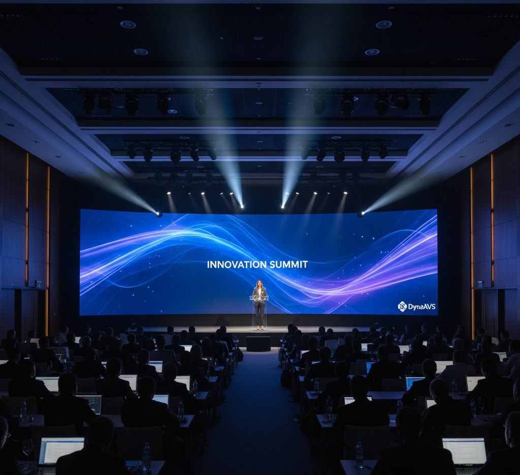 DynaAVS team delivering AV solutions at a live event